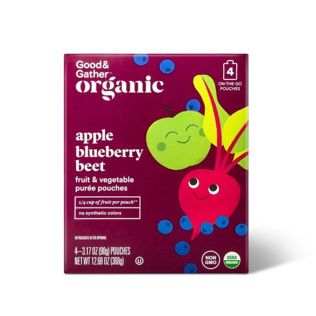 Organic Applesauce Pouches - Apple Blueberry Beet- 4ct - Good & Gather™ | Target