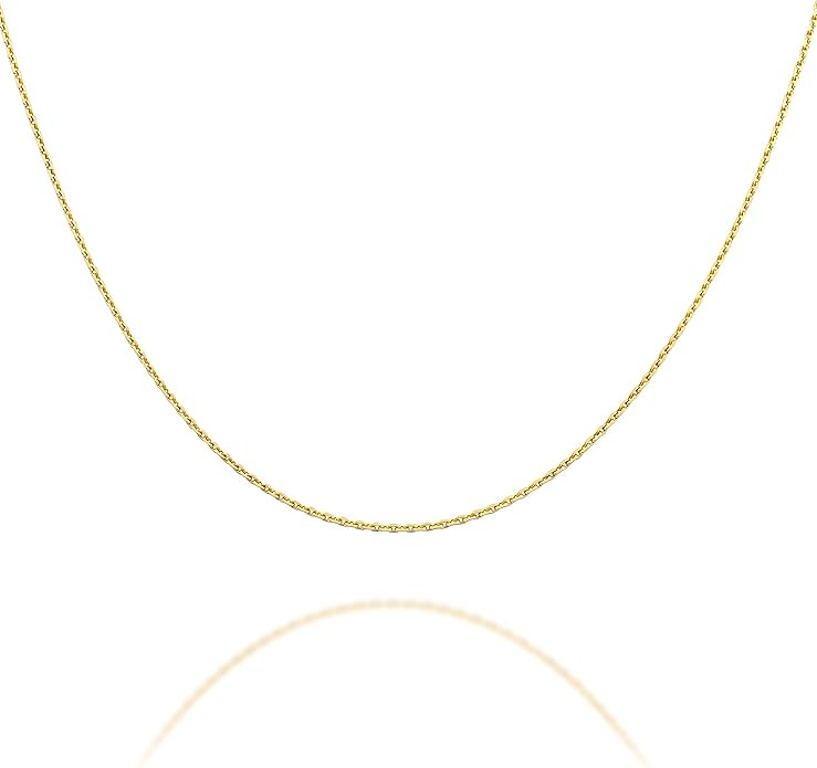 PAVOI Solid 925 Sterling Silver Chain Necklace, 22K Gold Plated, Italian 1.1mm Diamond-Cut Cable ... | Amazon (US)