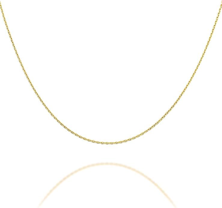 PAVOI Solid 925 Sterling Silver Chain Necklace, 22K Gold Plated, Italian 1.1mm Diamond-Cut Cable ... | Amazon (US)
