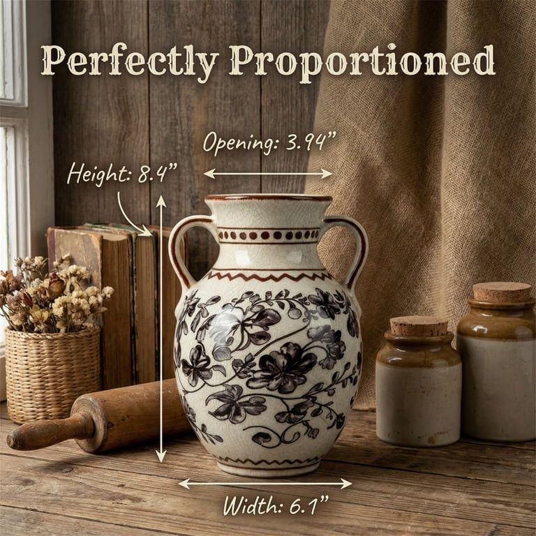 BUYMAX 8.4 inch Ceramic Vintage Vase, centerpiece for dining table\uff0cUnique Crackle decorative... | Walmart (US)