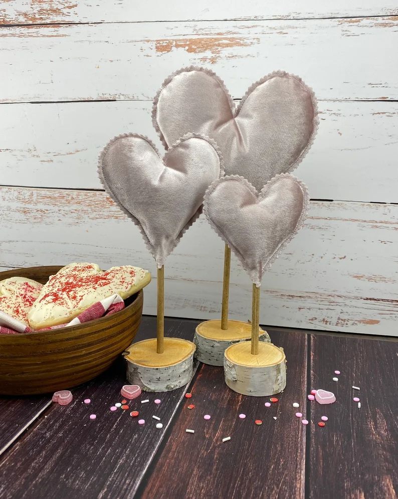 Velvet Rustic Blush Pink Heart | Rustic Heart Collection | Farmhouse Valentine Decor | Wedding De... | Etsy (US)
