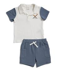 Infant Boys 2pc Baseball Polo And Knit Shorts Set | TJ Maxx