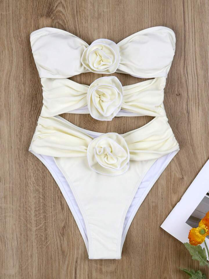 Maillot De Bain Une Pièce Style Européen Et Américain D'été Avec Motif Floral Et Découpes Sexy | SHEIN