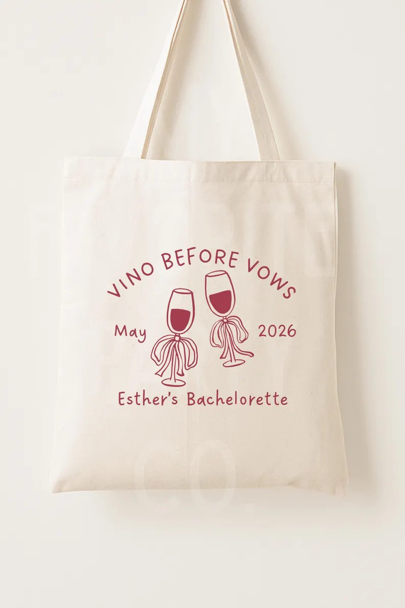 Vino Before Vows Tote - Wine Bachelorette Tote Bag - Bridesmaid Gift for Bach Trip Weekend - Etsy | Etsy (Global)