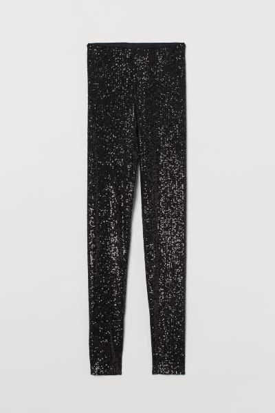 Leggings in sequined mesh. High waist and concealed, elasticized waistband. Jersey lining. | H&M (US + CA)