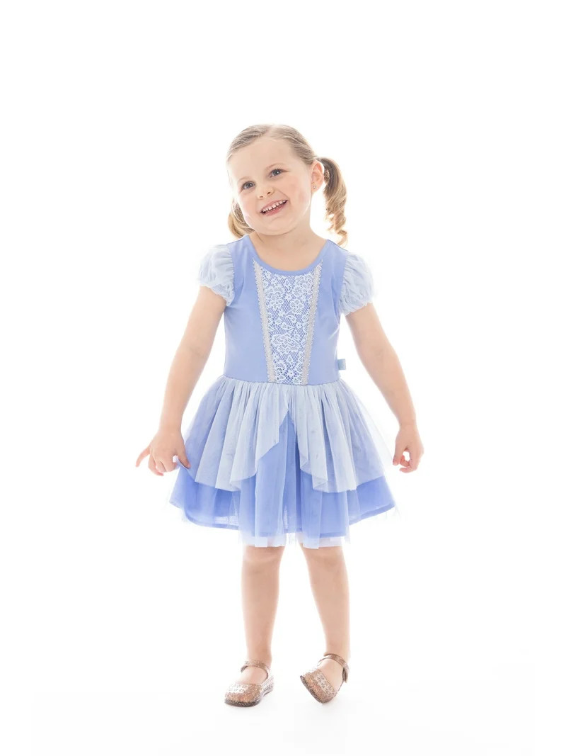 Disney Princess Toddler Girls Cinderella Cosplay Dress with Puff Sleeves, Sizes 12M-5T | Walmart (US)