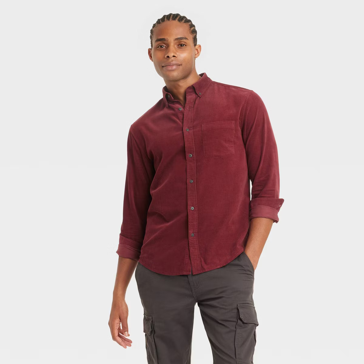 Men's Long Sleeve Mid-Weight Corduroy Button-Down Shirt - Goodfellow & Co™ | Target