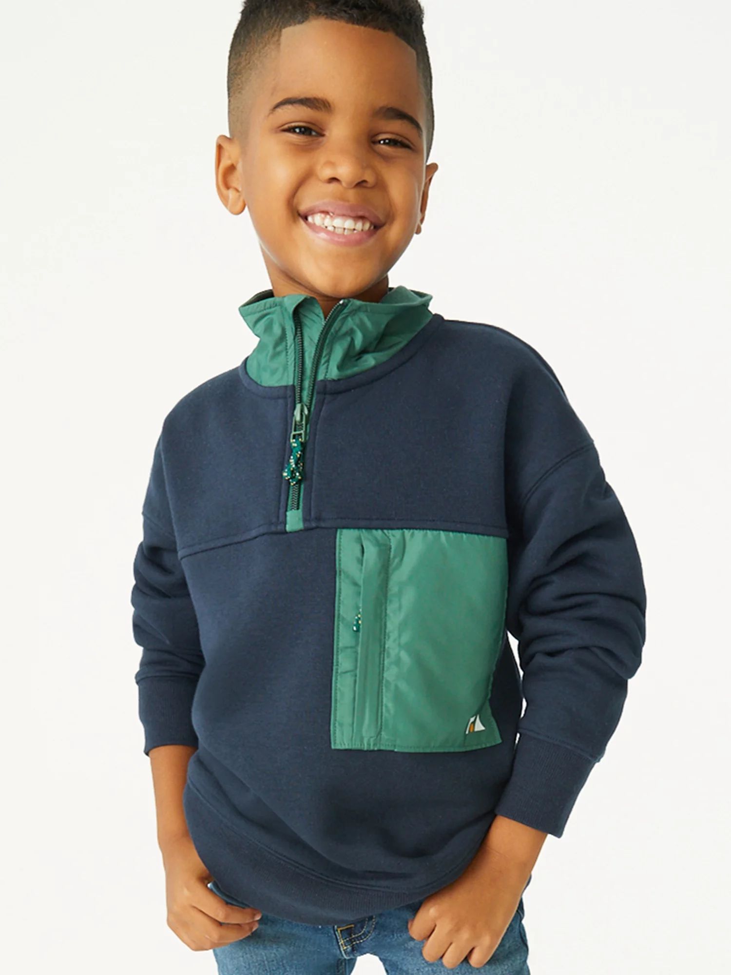 Free Assembly Boys Mock Neck Quarter Zip, Sizes 4-18 - Walmart.com | Walmart (US)