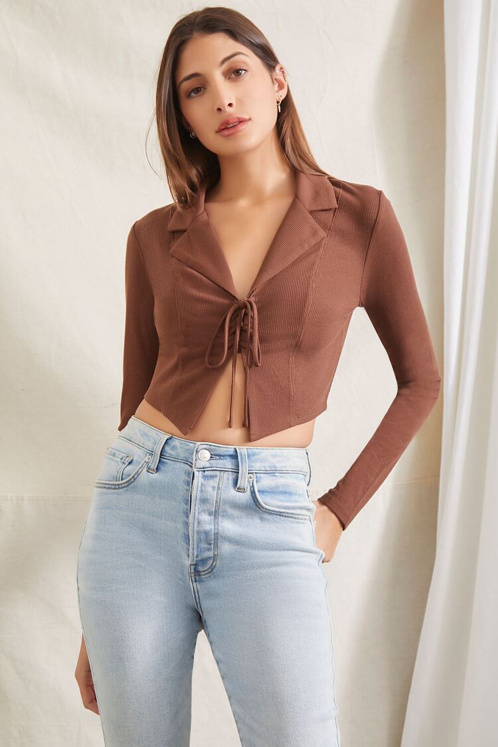 Long-Sleeve Tie-Front Top | Forever 21 | Forever 21 (US)