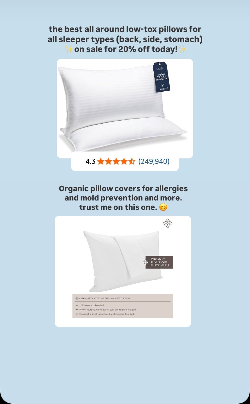 The best lowtox pillows everrrrr! My fave organic pillow covers for allergies and mold prevention and more! 

#LTKFindsUnder100 #LTKSaleAlert #LTKHome