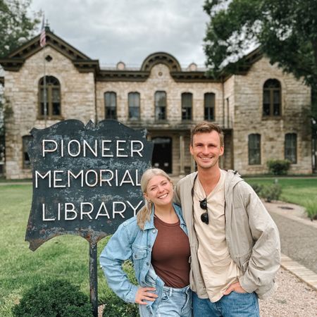 Fredericksburg, Texas has such a charming library! 📖 

Yes, I have on double denim. 👀

It got a little chilly walking down Main Street.🩵

#LTKSeasonal #LTKfindsunder100 #LTKtravel