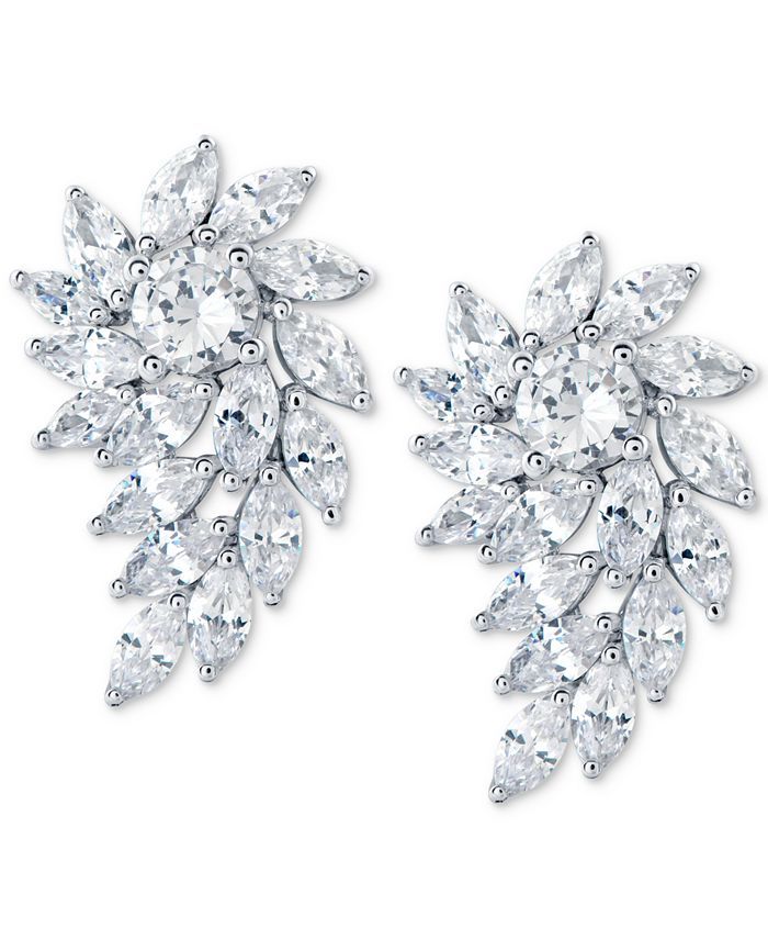 Arabella Cubic Zirconia Crystal Cluster Drop Earrings in Sterling Silver & Reviews - Earrings - J... | Macys (US)