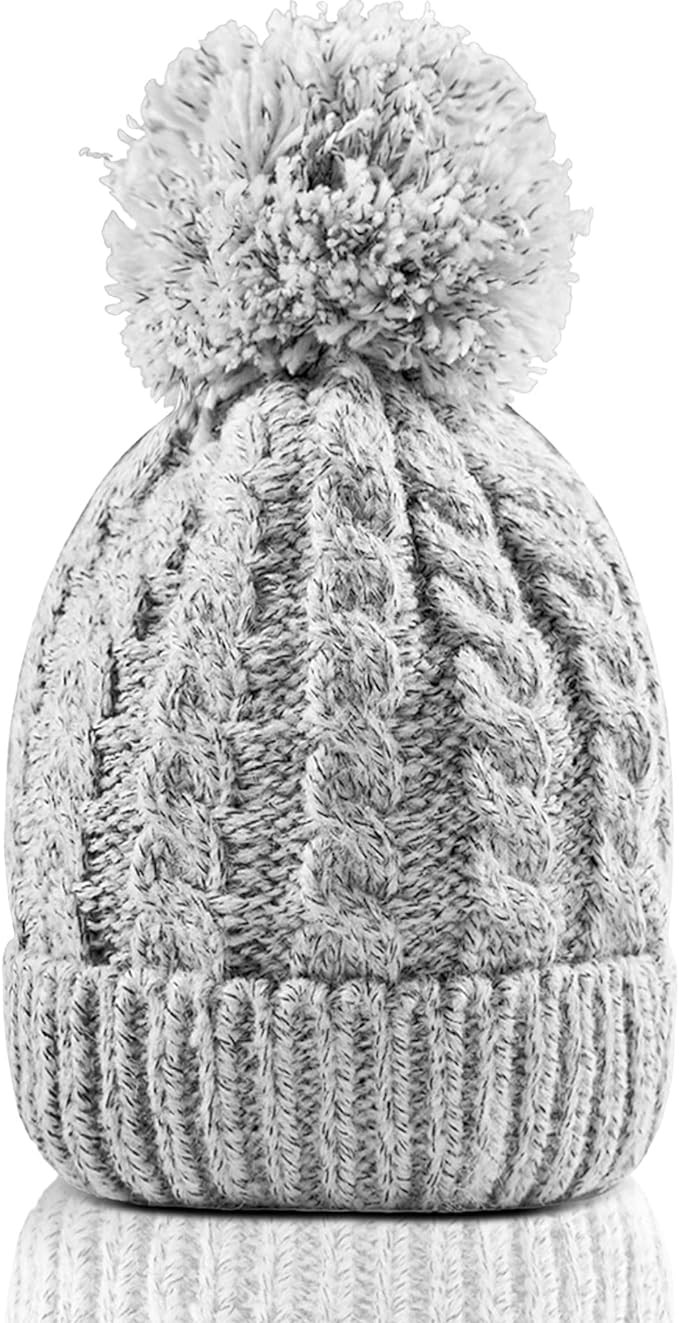 Women's Winter Beanie Warm Fleece Lining - Thick Slouchy Cable Knit Skull Hat Ski Cap | Amazon (US)
