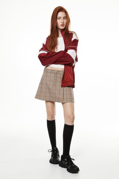 Pleated A-line Skirt - Beige/plaid - Ladies | H&M US | H&M (US + CA)