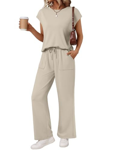 AUTOMET Womens 2 Two Piece Lounge Sets 2025 Summer Travel Outfits Vacation Clothes Pant Top Matching Clothing Trendy Airport Resort Wear Beach Fashion Sweatsuit Sweat Suit Loungewear | Amazon (US)
