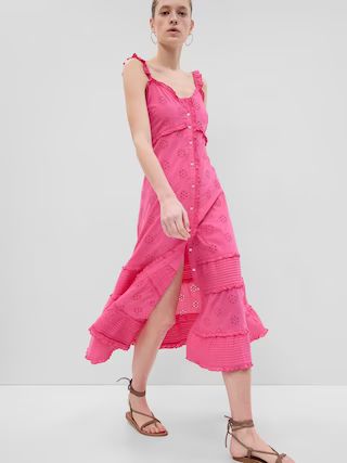 Ruffle Hem Eyelet Maxi Dress | Gap (US)