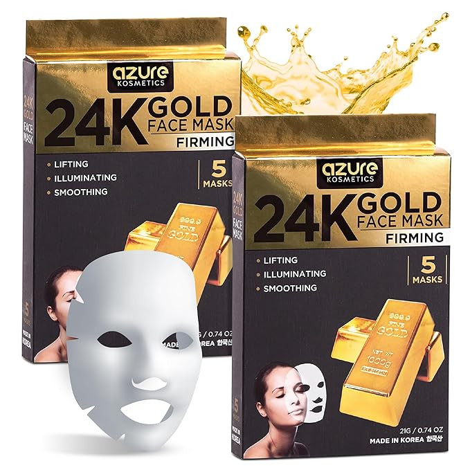 AZURE 24K Gold Face Mask- Anti Aging, Hydrating, Toning Facial Mask - Helps Reduce Wrinkles & Fin... | Amazon (US)