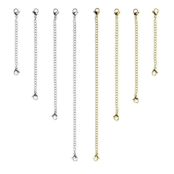 D-buy 8 Pcs Stainless Steel Necklace Extender Bracelet Extender Extender Chain Set 4 Different lengt | Amazon (US)
