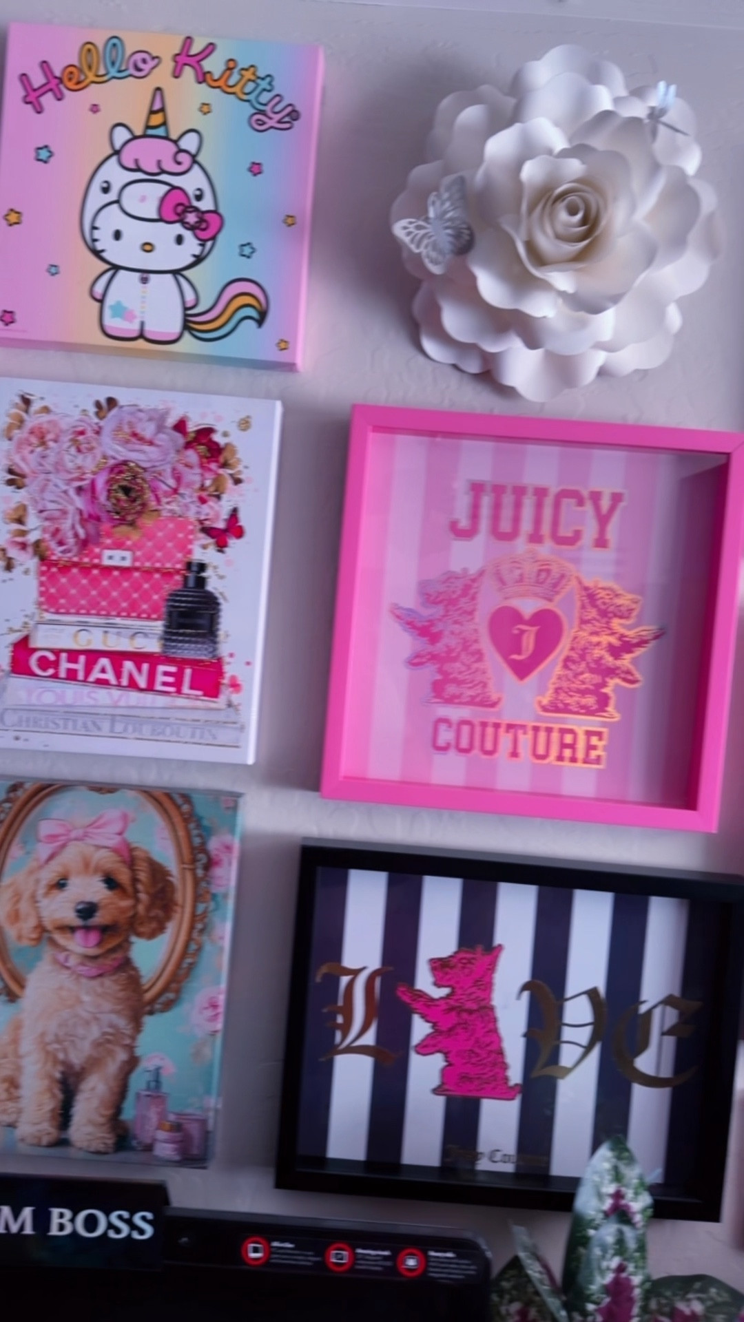 Obsessed with my Art Wall 🌸✨ 

Who else has ever dreamed of having their own wall art? Well, this is your sign to get up and create it get inspired and make it your own! 

#glamroom #wallart #juicycouture #burlington #pink 

#LTKBeauty #LTKHome #LTKdayinmylife