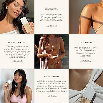 NUDA Body Shimmer | Illuminating Body Glitter to Enhance Tan | Vegan Shimmer Lotion for Women wit... | Amazon (US)