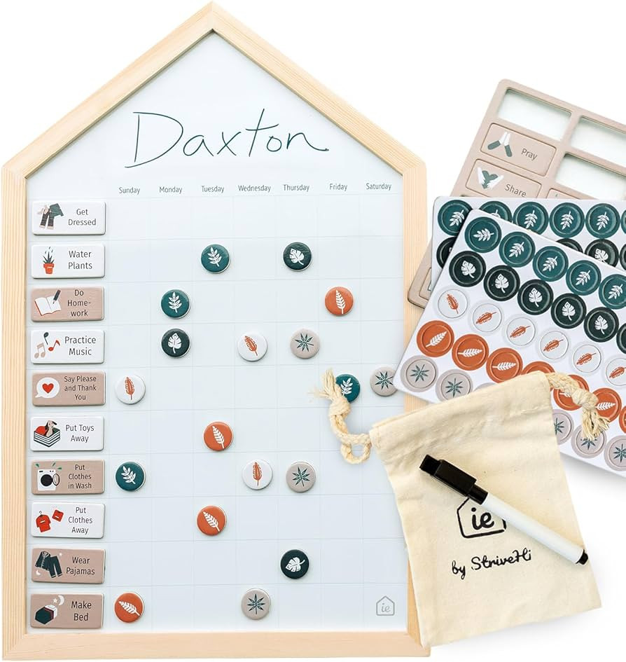 Magnetic Whiteboard Chore Chart for Kids Multiple Kids for Wall | Minimalistic Wood Framed Chores... | Amazon (US)