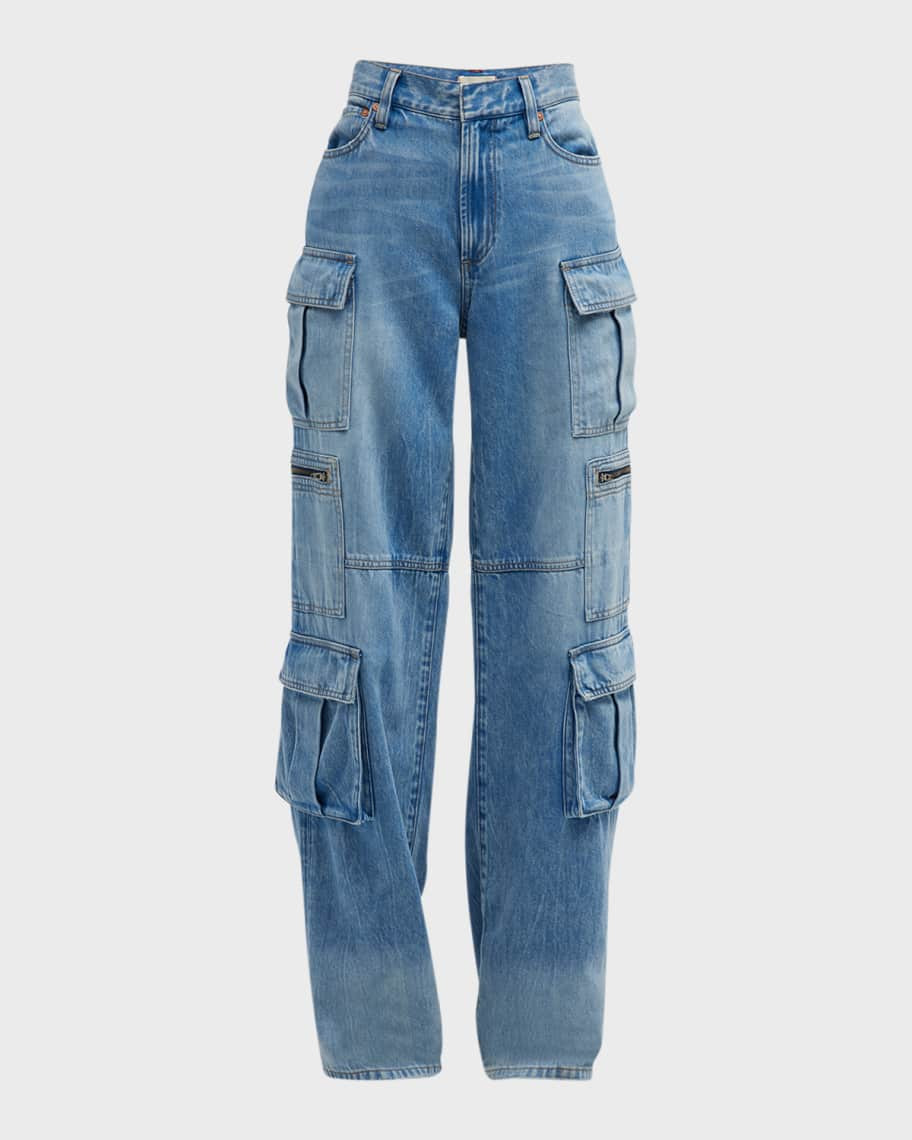 Alice + Olivia Cay Baggy Denim Cargo Pants | Neiman Marcus