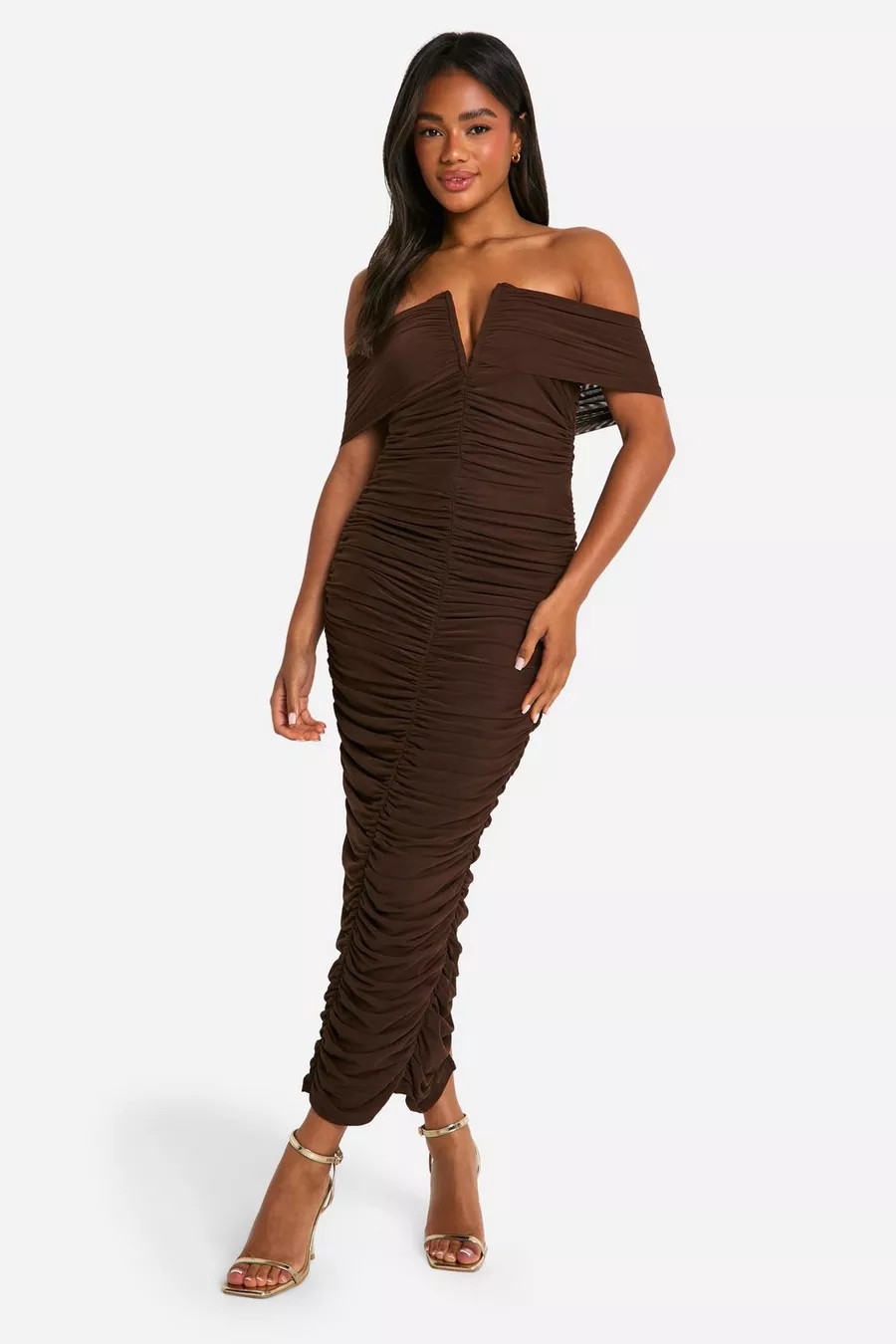 Premium Power Mesh Structured Midi Dress | boohoo (US & Canada)