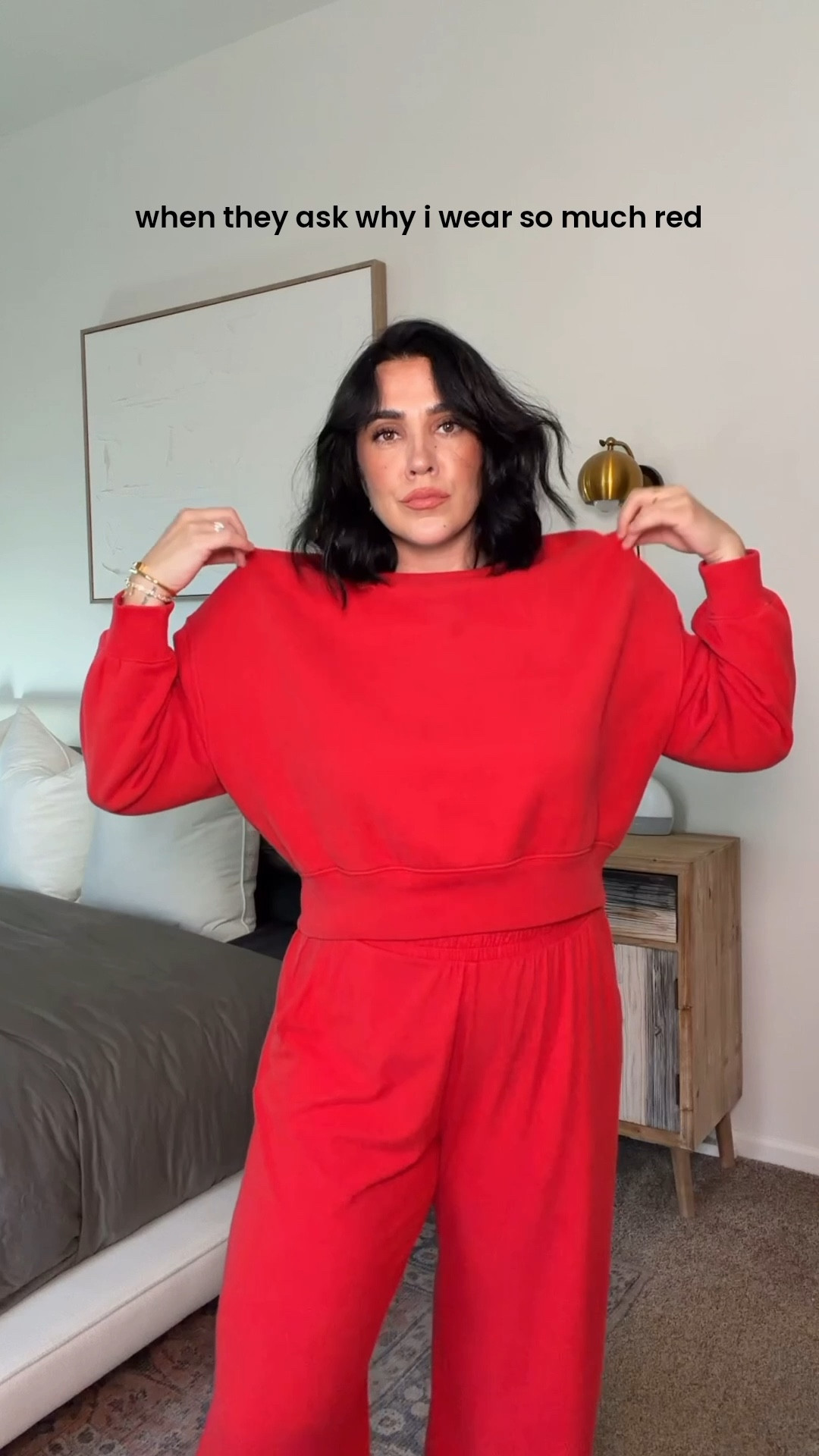 Cozy lounge in red, wearing large in both but honestly could have done medium in the pants! I’m size 10 5’4 long legs! Perfect holiday red set. Family holiday pajamas. 

#LTKActive #LTKHoliday #LTKMidsize