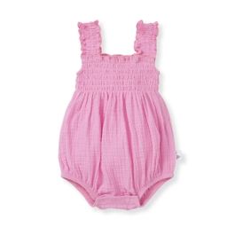 Muslin Smocked Bubble Romper | Burts Bees Baby