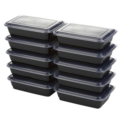 GoodCook Meal Prep 1 Compartment Rectangle Black Containers + Lids - 10ct | Target