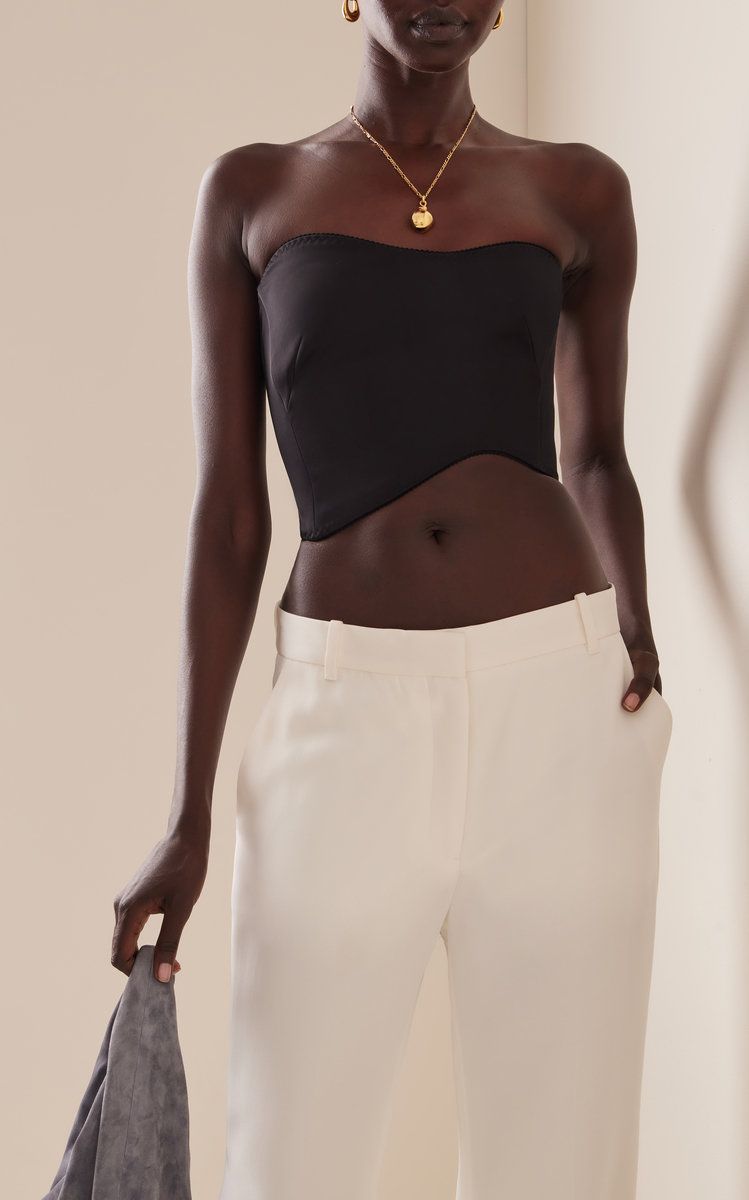 Oriane Asymmetric Satin Strapless Top | Moda Operandi (Global)