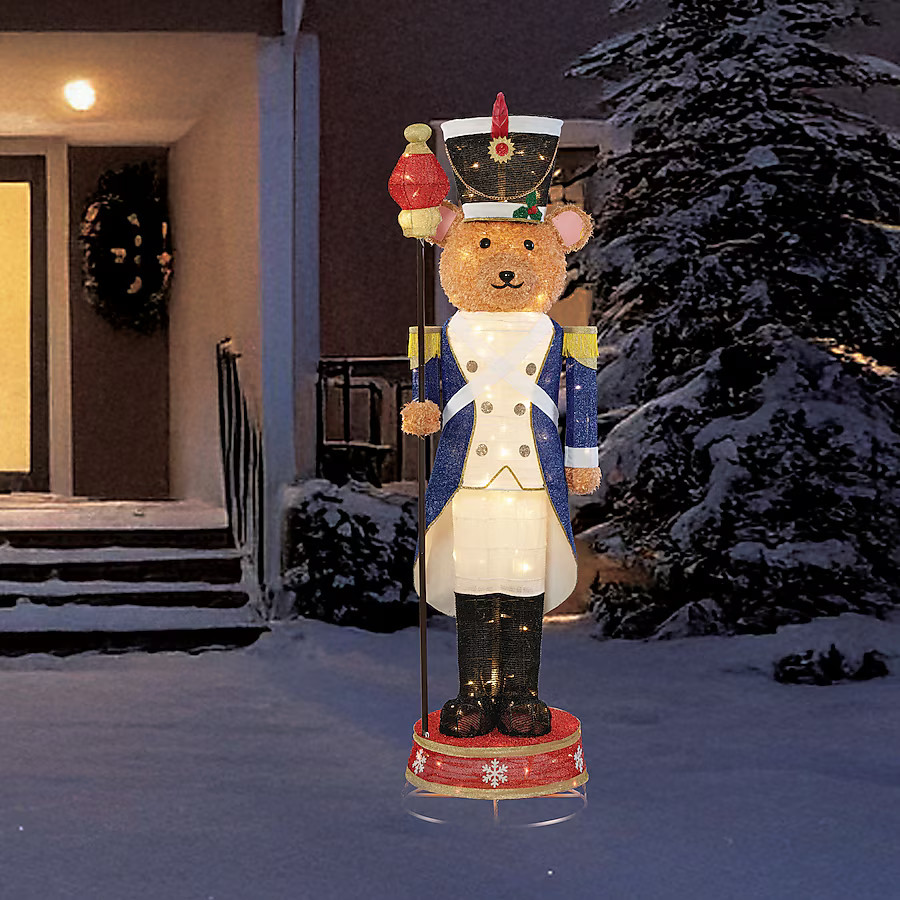 Holiday Living 5.5-ft LED Nutcracker Bear with Blue Jacket Christmas Decoration Lowes.com | Lowe's