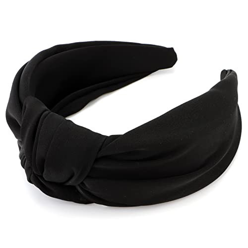TOBATOBA Black Top Knot Satin Silk Wide Large Non-Slip Fashion Headband Hair Accessories for Women | Amazon (US)
