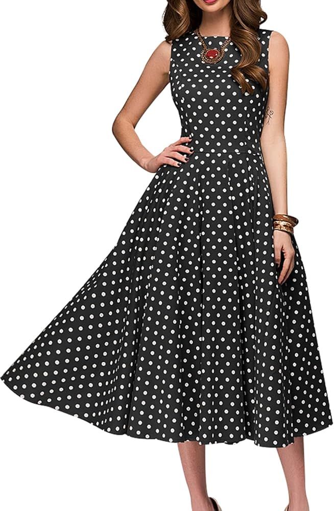 Simple Flavor Women's Vintage Dress Sleeveless O-Neck Party Cocktail Dress | Amazon (US)