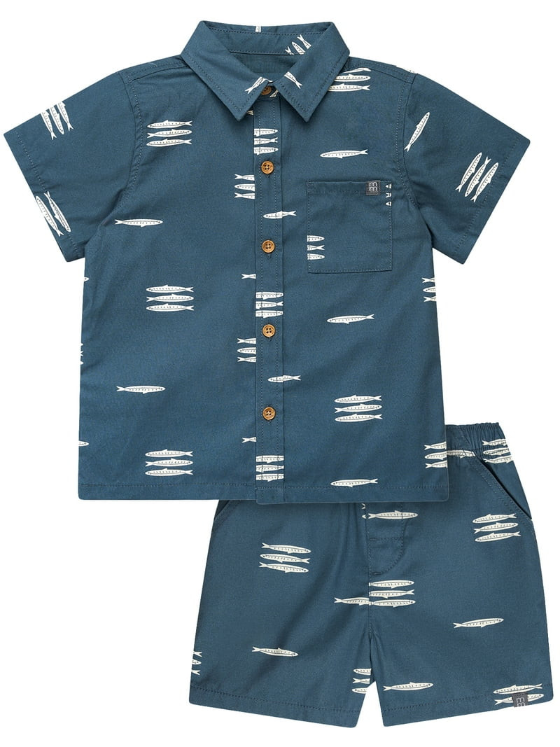 Modern Moments by Gerber Toddler Boy Resort Shirt and Short Outfit Set, 2-Piece, 12 Months - 5T -... | Walmart (US)