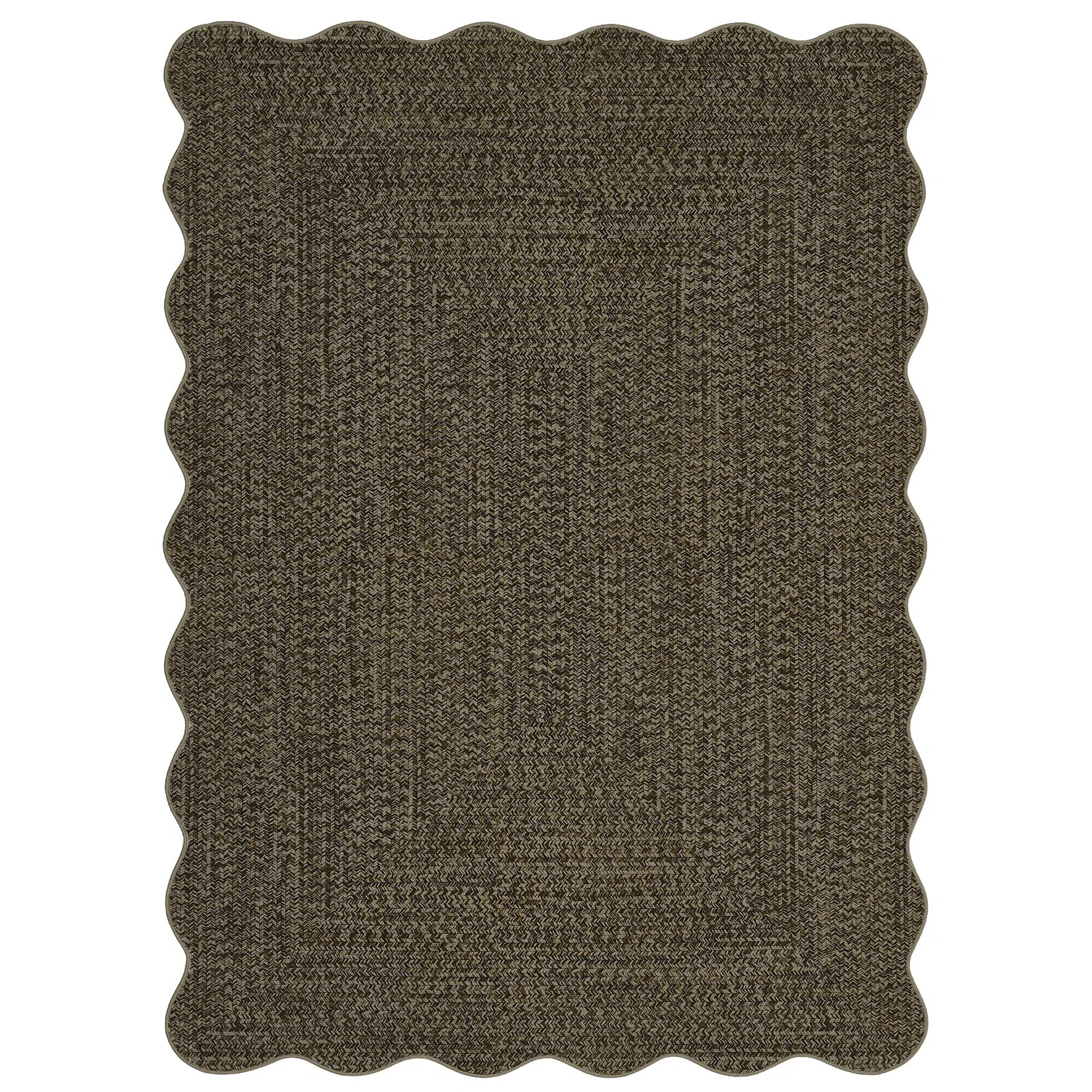 Farmhouse Scalloped Rug Washable Rug with Non Slip TRP Backing, Low Pile Non Shedding Rustic Carpet, Soft Thin Foldable Printed Mat for Living Room Be | Wayfair North America