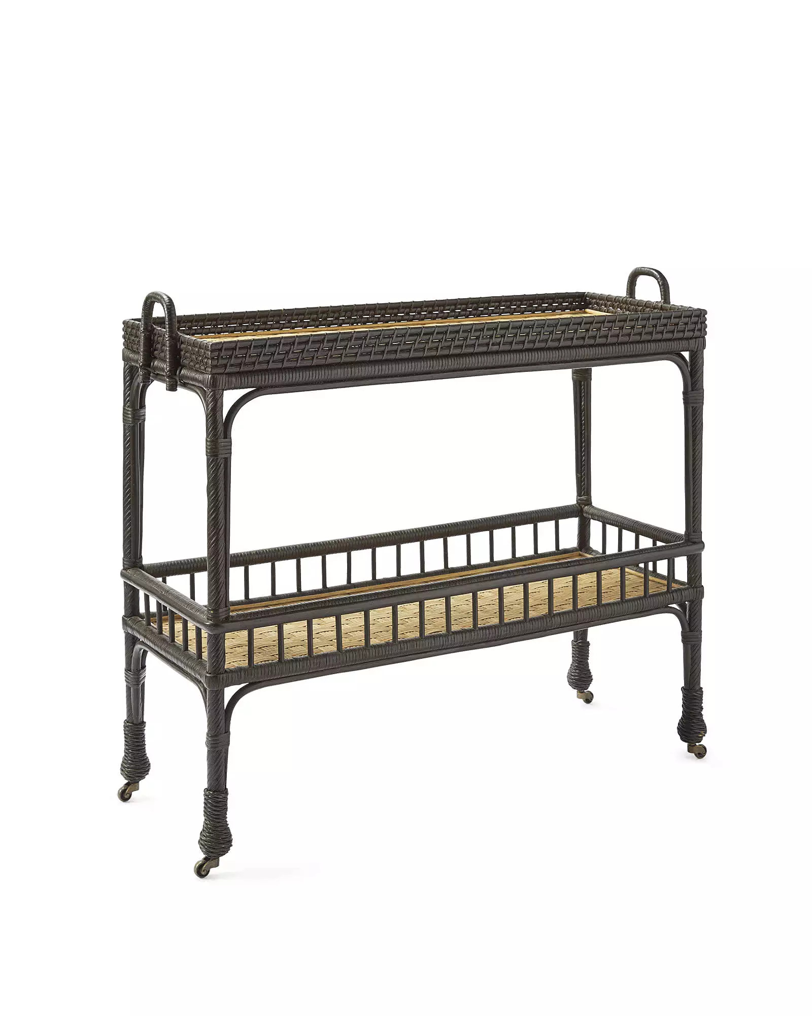 South Seas Rattan Bar Cart - Black | Serena and Lily