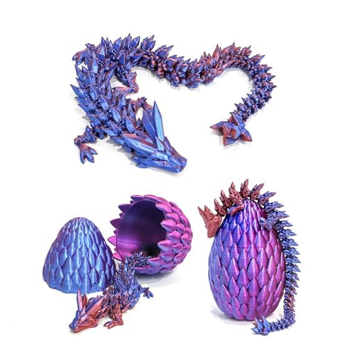 Flavery Dragon Egg - Surprise Egg Toy with Flexible Pearly Sheen Dragon, 3D Printed Gift Toy,Figurine Decor, Large Easter Egg Toy(12” Dragon, Purple) | Amazon (US)