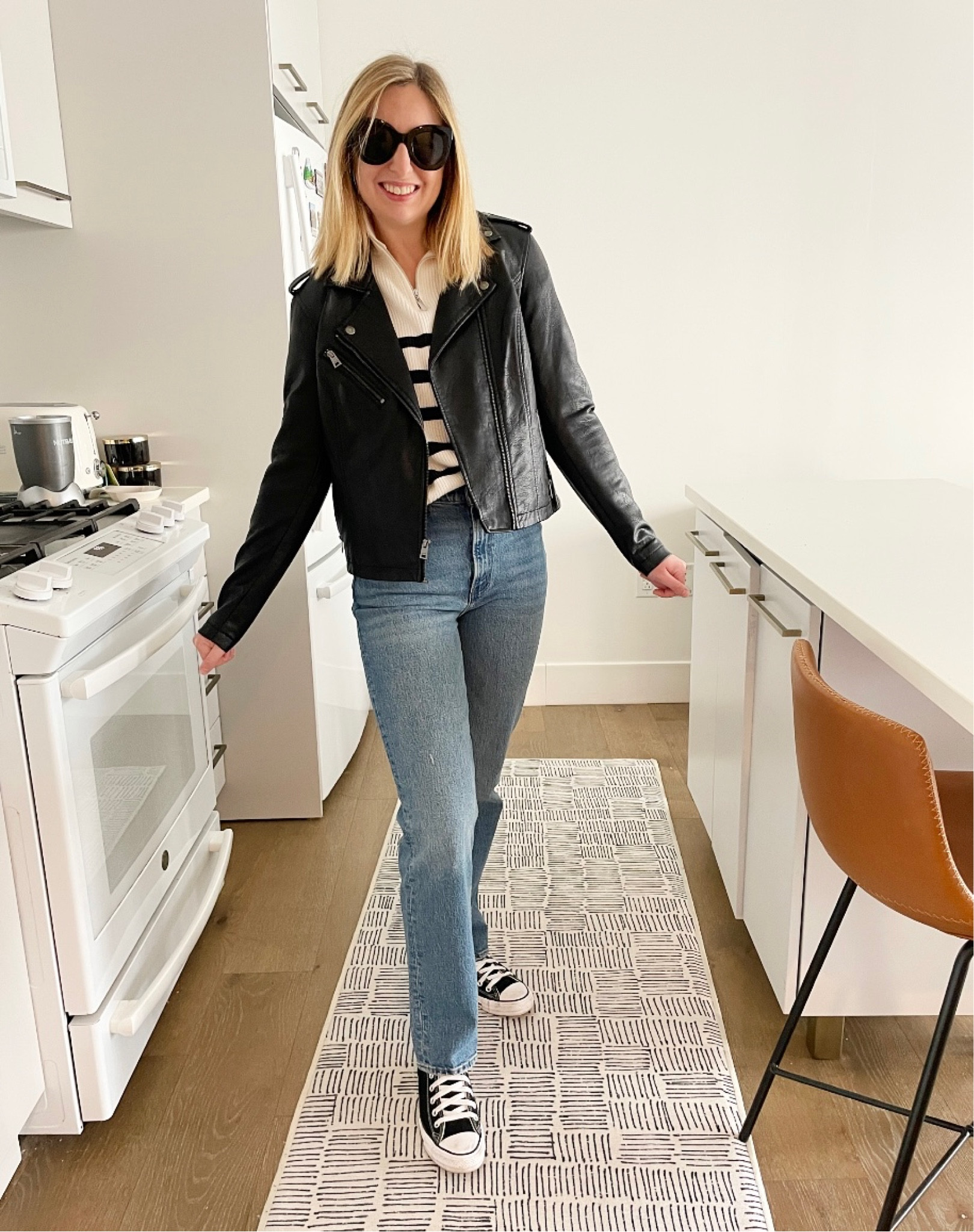 Which coat pairing is your favorite? 🧥
•
It was in the 50s today in philly so I went with the leather jacket 💕
•
I like how it adds a little edge to this classic outfit and it’s perfectly oversized so I can fit a sweater under it ✨
•
It also goes with my comfy converses and is an easy day to night look 🌚
•
M in leather jacket from @amazon
S in sweater from mango
4 in ultra high rise jeans from @abercombieusa 
8.5 in converse from @nordstrom 
Sunglasses from @amazon
•
•
•
•
•
#classicoutfit #casualoutfit #daytoevening #daytoeveninglook #daytonightlook #casualfashion #ootd #officeootd #edgyootd #easyoutfit #easyfashion #classiclook #classicaesthetic #classicfashion #fashion #style #styleinspo #edgyfashion #edgylook #comfyoutfit #goingoutoutfit #classicootd #casualootd #casuallook #casualstyle #winterlook #winteroutfit #springlook 

#LTKFind #LTKunder100 #LTKworkwear