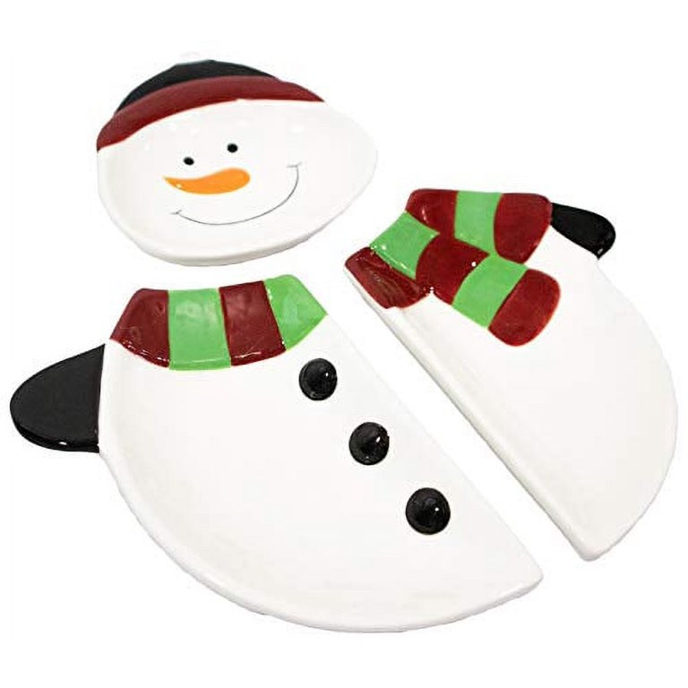 Christmas Themed Snowman With Scarf Ceramic 3-Section Server | Walmart (US)