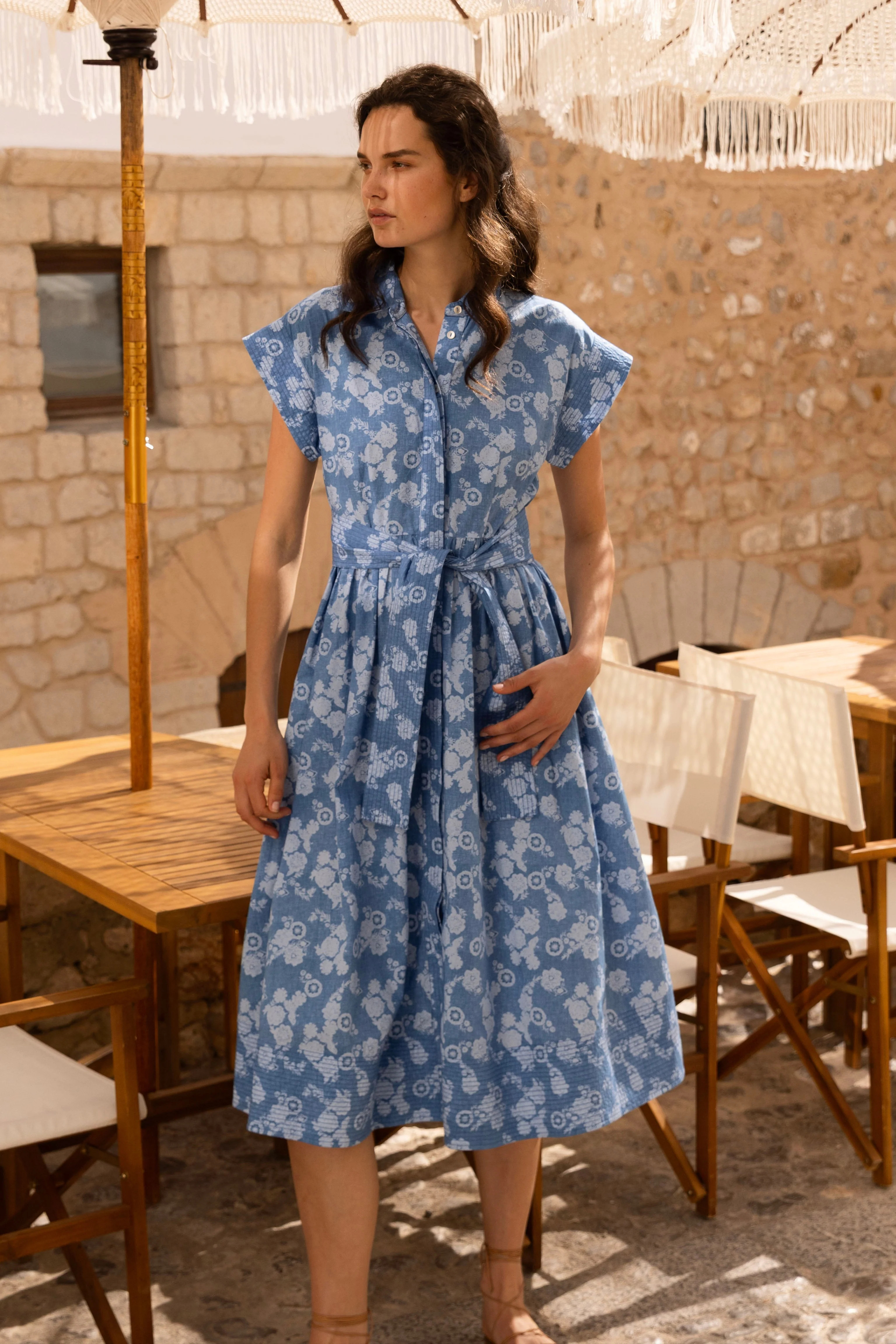 Belted Shirt Dress- Pretoria Navy | Oliphant Design