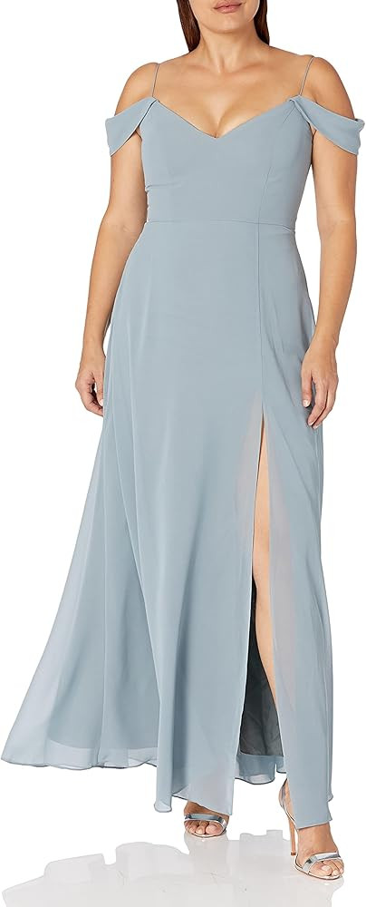 Jenny Yoo Women's Priya Off The Shoulder Long Chiffon Gown | Amazon (US)