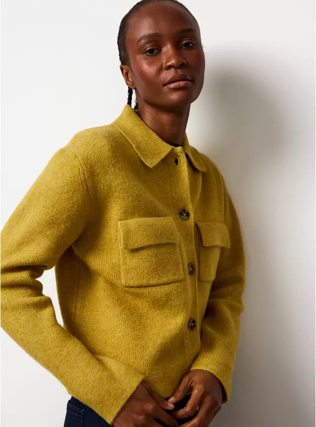 Mustard Collared Cardigan  S | Tu Clothing
