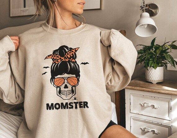 Momster Shirt,Mom Halloween Sweatshirt,Skull Sweatshirt,Mom Sweater,Funny Halloween Sweatshirt,Sk... | Etsy (US)