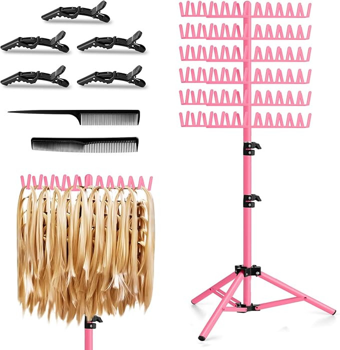 JANMPASK Braiding Hair Rack Height Adjustable 144 Pegs Braiding Rack Hair Extension Holder with H... | Amazon (US)