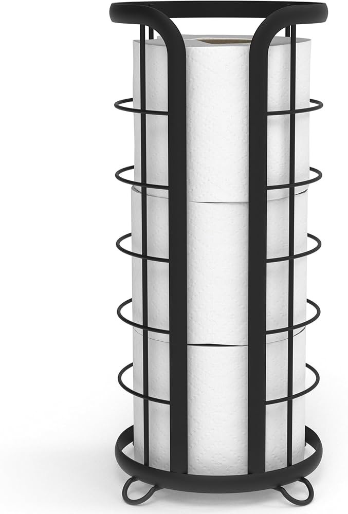 BROOKSTONE, Trending Black Toilet Paper Holder, Freestanding Bathroom Tissue Organizer, Minimalis... | Amazon (US)