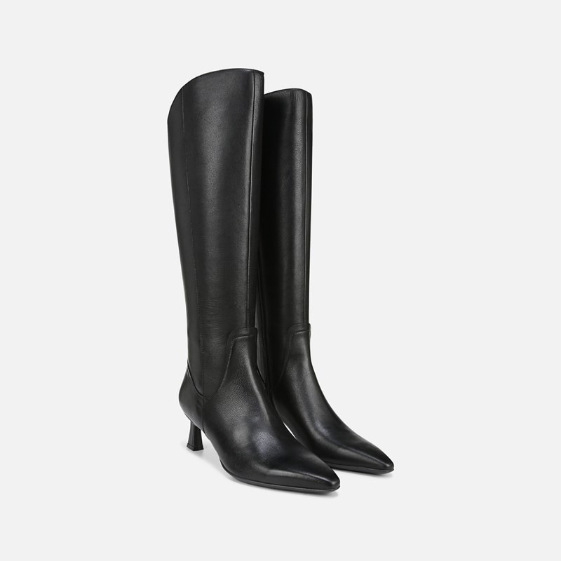 Naturalizer Deesha Extra Wide Calf Knee High Boots, Black Leather, 8.5 2W Zip Closure | Naturalizer