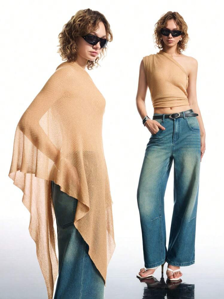 LYSMO 2025 New Arrival Summer Multi-Functional Infinity Knit Metallic Yarn Cape, Versatile Style, Mix And Match Freely,Boho Chic | SHEIN