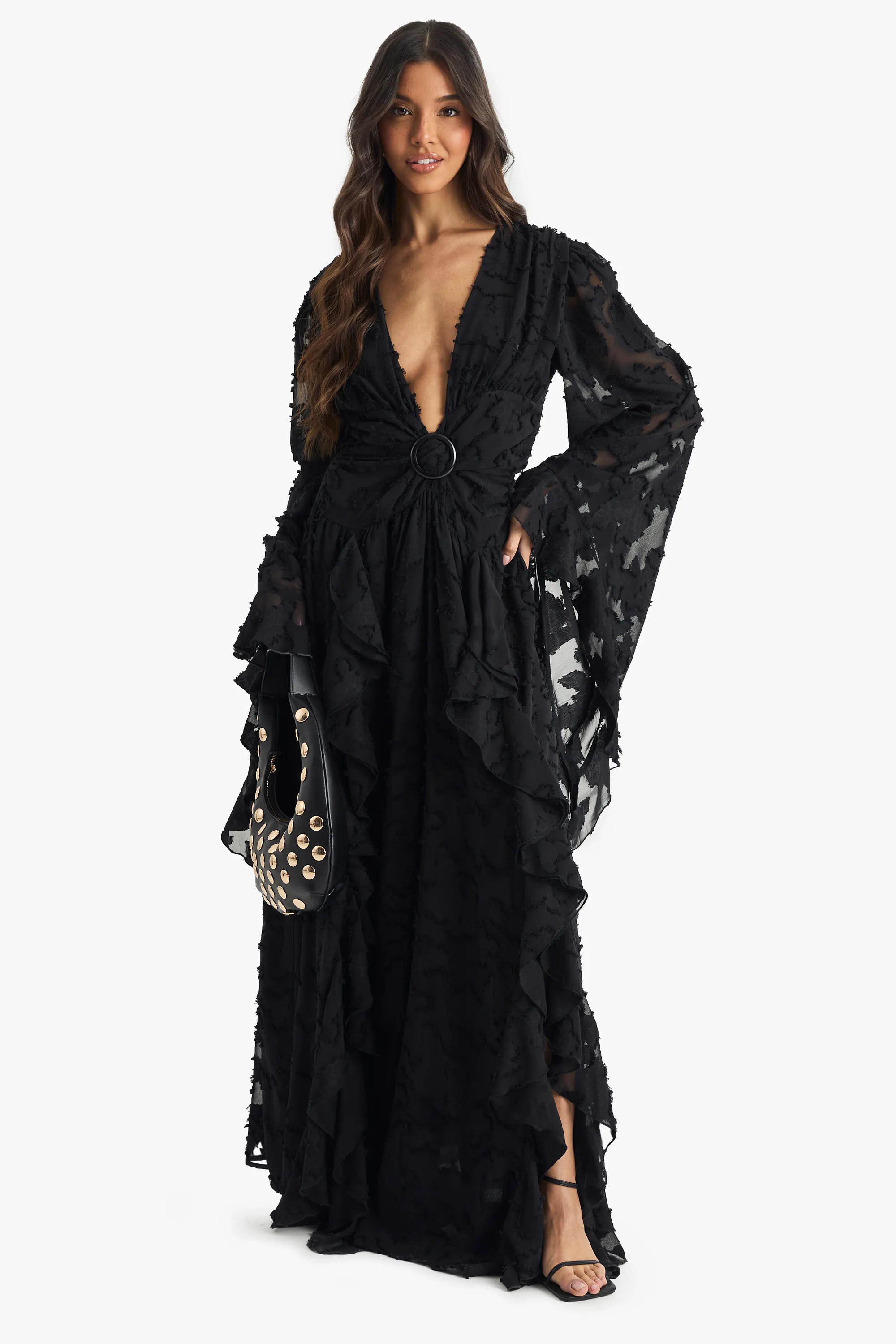 Dresses | Textured Split Cut Out Maxi Dress | boohoo | Boohoo.com (UK & IE)