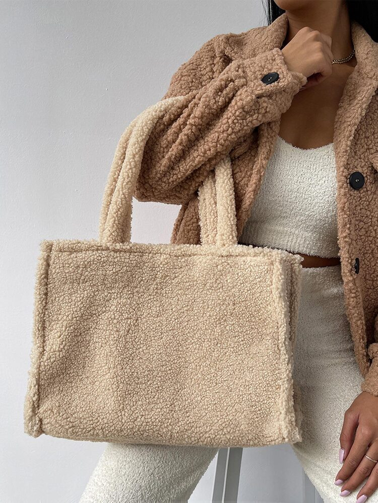 Minimalist Fluffy Shoulder Tote Bag | SHEIN